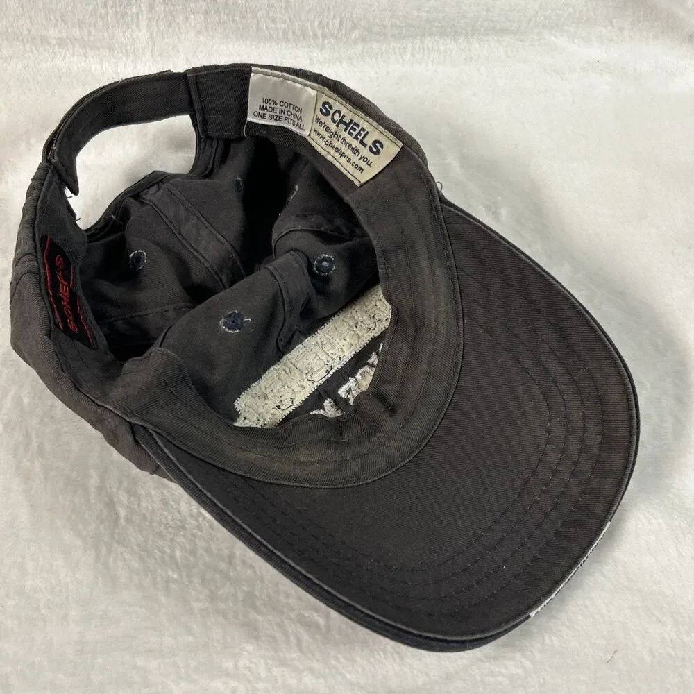 Scheels Distressed Gray/Blue Mens Hat Adjustable Ball Cap Baseball Sporting Good